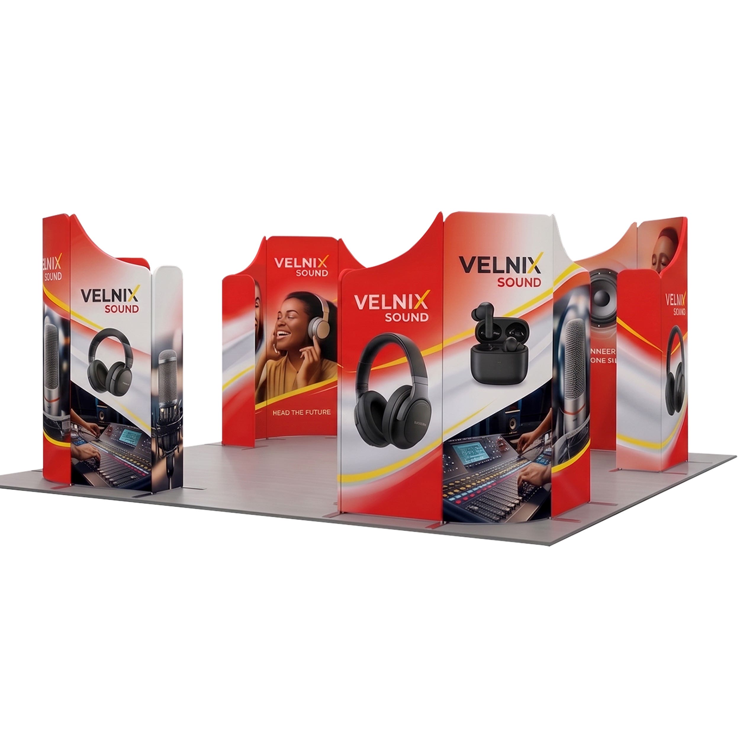 20ft Magnetic Modular Fabric Displays - 4 Curved L-Shape Sections